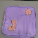 Pack of 3 Insulated Nylon Lunch Box for Girls, Kids, and Women-Stylish Purple Preppy Large Lunch Bag with Adjustable Strap and Chenille Letter 'J', Tote for School, Travel, and Picnics-Ideal Preppy Stuff Choice