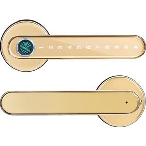 4-in-1 Keyless Entry Smart Lock, Fingerprint + Code + Mechanical Keys + Bluetooth (Polished Brass)