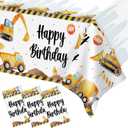 3 Pieces Construction Birthday Party Decorations Table Cloth,Construction Theme Large Size 54 x 108 Inch Rectangular Plastic Tablecloth Kids Boys Truck Party Supplies