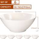 C CREST 30oz White Glass Bowl Set of 6, Perfect for Soup, Cereal, Ramen, Oatmeal, Fruit, Salad, Rice Bowls, Great for Breakfast, Lunch & Dinner, 33