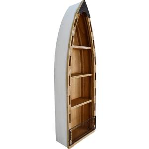 Morning View Wood Boat Shelf Decor Wall Hanging Nautical Beach Theme Display Boat with 3 Shelves Standing Boat Shelf Wooden Boat Shelf Nautical Home Decor 31.5 Inch