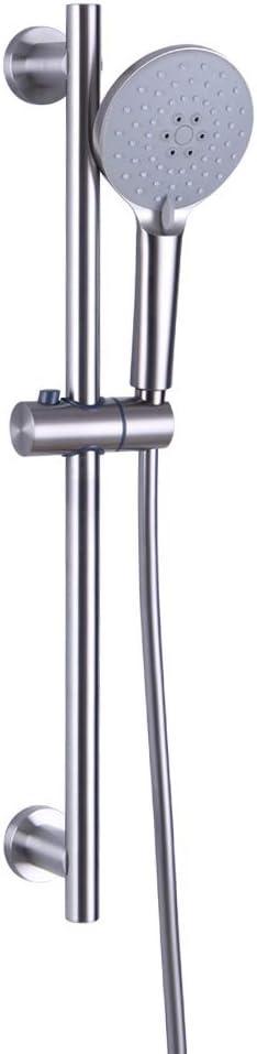 Shower Slide Bar with three Function Massaging Hand Shower Head Adjustable SUS 304 Stainless Steel Brushed D500011BN