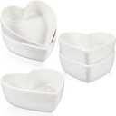 Skylety 4 Pcs Heart Shaped Bowls Valentine Ceramic Dessert Bowls Salad Kitchenware Cooking Gifts for Serving Dipping Seasoning Wedding Anniversary (White,4.5 Inch)
