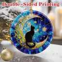 7 x Black Cat Ornament  Christmas Decoration & Christmas Ornament; Round Ceramic (Holiday Present, Bauble Present, Gift Idea, and Gift Exchange) | Heirloom Keepsake