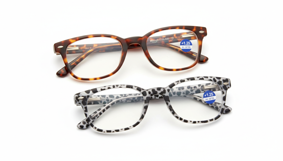 Henotin 2-Pack Blue Light Blocking Reading Glasses Women Men, Spring Hinge Computer Readers, Anti UV Ray Square Nerd Eyeglasses (Mixed Color, 0.00, Diopters)