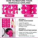 Giegxin 15 Pack Marigold Garland for Decoration 5 ft Long Strands Faux Artificial Marigold Flowers for Dia De Los Muertos Diwali Indian Wedding Party Decorations(Rose Red)