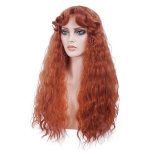Long Ginger Wig for Women Retro Copper Red Curly Wig with bangs Anburn Vintage Wig for Halloween,Daily Use