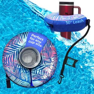 Inflatable Floating Drink Holder for Pool - Drink Float bar floaties for Adults to Hold Beer Can, Cup or Bottle in Hot Tub, Swimming Pool, Lake or Boat - Palm Large