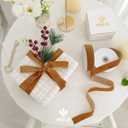 MEEDEE Copper Velvet Ribbon 1 Inch Single Face Nylon Velvet Ribbon 2 Rolls 20 Yards Cognac Ribbons for Christmas Tree, Gift Wrappig, Rustic Wreath, Velvet Bow Making, Floral Bouquet, Home Decor