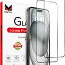 Screen Protector Tempered Glass Compatible with Apple iPhone 15 (2 Pack)