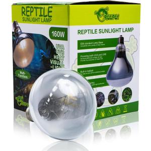 160W Heat UVA UVB Reptile Light, Full Spectrum Self-Ballasted Vapor Basking Sunlight Bulb for Reptile and Amphibian Use E26 1 Pack