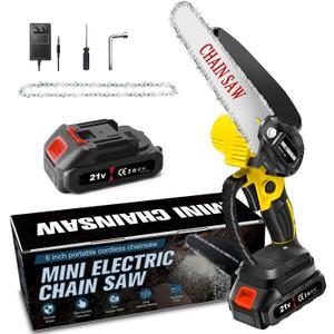Zikopomi Pruning Tree Branches Handheld Battery Powered Pruning Hand Saw, Can Replace Electric Pruning Shears to Trimming, Mini Chainsaw Cordless, Best Gift Yard Work Power Tool(One Battery&One Chain) (Yellow-2)