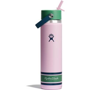 Hydro Flask Water Bottle - Insulated Stainless Steel - Wide Mouth Flex Straw Lid, Non Spill, Leakproof and Refillable in 24 Oz Campus Pink