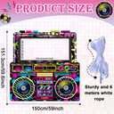 Radio Boombox Photo Booth Props for 80s 90s Party Decorations 59 X 59 Inch, Neon Radio Boombox Selfie Frame Backdrop Hanging Banner Party Supplies for 90s Boys Girls Hip Hop Music Theme Birthday Decor