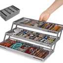 3 Tier Drawer Organizer - Expandable Junk Drawer Organizers Smart Office Supply Organizer, Folding Drawer Storage Multi-level Desk Organizer for Makeup,Jewelry,Cosmetics,Kitchen Storage (1 Row 3 Tier)