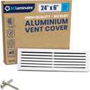 24" x 6" Duct Hole Aluminum Return Grille  Rust-Free Fixed Blades, Ceiling/Wall Fit, No Adjustable Features  Durable HVAC Air Return Vent Cover for Efficient Airflow Performance, 25.6" x 7.6" Face.