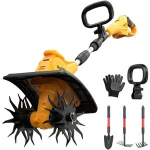 Garden Tools - Cordless Tiller Cultivator Compatible with DEWALT 20V MAX Battery (Tool Only), 310RPM Electric Rototiller with 40 Steel Tines, 9.1In Tilling Width & 6.3In Depth Tiller, Folding Design