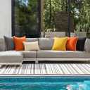ANRODUO Set of 2 Outdoor Waterproof Pillow Covers 12x20 Inch Orange Decorative Throw Pillow Covers Linen Lumbar Solid Color Couch Pillow Covers for Patio Tent Bed Sofa and Living Room Summer Decor