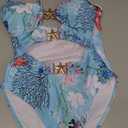 Eomenie One Piece Swimsuit for Women Cutout Monokini Sexy Bathing Suit Metal Swim Suit, Size:S