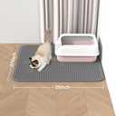 Roaringkitty Cat Litter Mat with Dual EVA Layer Design  Soft, Easy to Clean, Waterproof,Durable, and Non-Slip  Perfect for Cats(Gray, Extra Large 35.4x27.5inch)