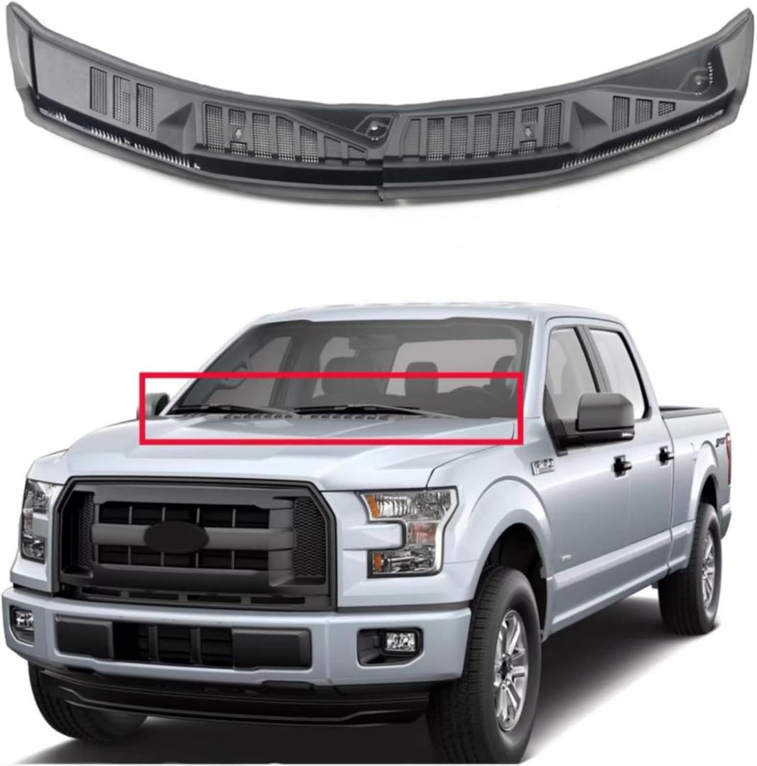 Windshield Wiper Cowl Panel Grille Compatible with Ford F150 2015-2020 Front Window Cover Insert Panel Replacemen FL3Z15022A69B, FL3Z25022A69B (Front Driver & Passenger Side)