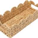 Coeusy Toilet Tank Basket for Bathroom,Scalloped Edge Wicker Basket for Toilet Paper Storage,Small Baskets for Countertop,Shelves,Living Room,Bedroom,Both Organizer&Decor,Natural Water Hyacinth, Rectangle