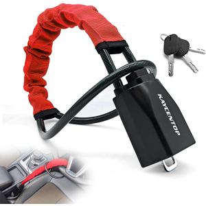 KAYCENTOP Car Steering Wheel Lock, Seat Belt Lock, Anti-Theft Device, Max 17 Inch Length, Small and Light-Weight, Multi-Functional, Fit Most Vehicle, SUV, Golf Cart Security (Red)