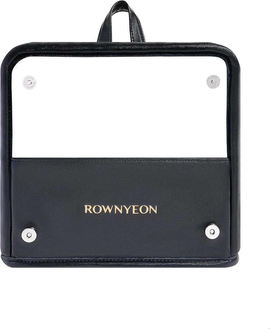 ROWNYEON Makeup Brush Bag, High Capacity Stand-Up Makeup Brush Holder, Travel Professional Cosmetic Bag Artist Organizer Bag Large Makeup Brush Case with Adjustable Divider (Brushes Not included) (Black)