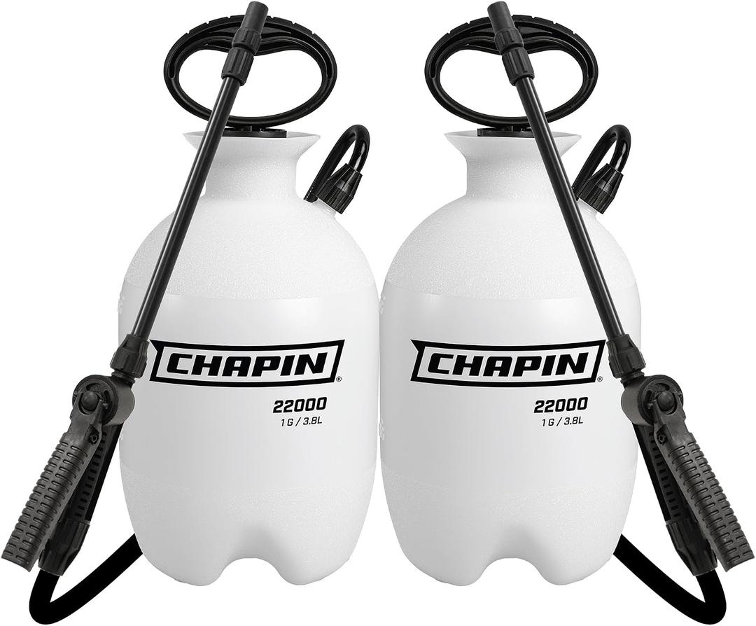 Chapin 22000 Pump Sprayer, 1-Gallon Translucent Tank with an Easy Fill Funnel-Top Opening, Adjustable Cone Nozzle & 34" Long Reach Hose, Used for Fertilizer, Pesticides, Weeds & Pests 2 Pack