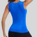 MathCat Women's Seamless Workout Tank Tops with Built in Bra, Sleeveless Padded Athletic Yoga Shirts for Daily Wear (Blue, XS)