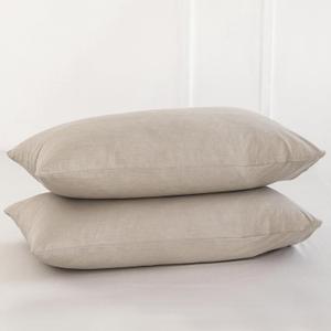 MooMee Bedding Pillowcases Pack of 2 100% Washed Cotton Linen Like Textured Breathable Durable Soft Comfy (Heathered Tannish Linen Grey, Standard)
