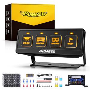 Bumbee 4 Gang Wireless Switch Panel, 60A High Power Relay Box with 4 Control Modes & 2 Light Memory, Multi-Function Toggle Switches, Waterproof Design