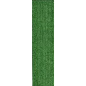 Ottomanson Artificial Grass Outdoor Runner Rug 2'7" x 10' Waterproof Astro Turf with Drainage Holes Patio & Lawn Decoration, Easy-Clean Dog Grass Mat