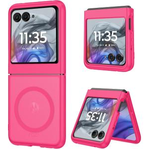 DUEDUE for Motorola Moto Razr 2025/2024 Magnetic Case, Moto Razr 60/50 Case [Compatible with MagSafe], Anti-Scratch Shockproof Protective Phone Case for Motorola Razr 2025/2024/60/50 6.9", Hot Pink