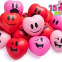 JOYIN 15 Pcs Valentines Day 3 inch Heart Stress Balls Stress Relief Heart Shaped Stress Ball Squishy Toys for Kids and Adults Party Favors, Valentines Day Gifts