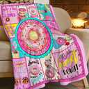 SweetFox Donut Blanket, Funny Cute Donut Decor Throw Blanket Gifts for Girls Boys Food Lovers Super Warm Soft Plush Fleece Lightweight Flannel Winter Bedding Blankets for Kids Adults Women 50"X40"