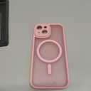 CANSHN Magnetic for iPhone 15 Case, Upgraded [Full Camera Protection] [Compatible with Magsafe] [Translucent Matte] Shockproof Protective Phone Case for iPhone 15 6.1" - Pink