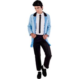 fun shack Men's 50s Sock Hop Costume, 1950s Outfit for Men, Retro 50s Attire, Vintage Dance Costume for Men (Large, Teddy Boy Blue)