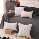 Halloween Pillow Covers 12x20 inch Set of 2 for Halloween Decorations Cute Ghost Embroidered Soft Plush Faux Fur White Throw Pillow Cushion Covers for Sofa Living Room Couch Bed Home Decor YY158A12