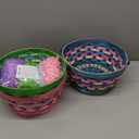 JOYIN 3 Pcs Easter Bamboo Baskets with Tricolor Grass Paper Shred for Kids, Easter Eggs Hunting Bucket Wicker Woven Candy Toys Storage Baskets with Handle for Picnic, Party Favors Decor(11.1"X9.7")