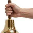 Large & Heavy Solid Brass Loud Hand Call Bell for Weddings, Christmas, School 11"(H) 5"(D) Polished Brass By The Metal Magician