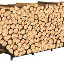 Ebeneze 5.9ft Firewood Rack Holder, Outdoor Indoor Heavy Duty Metal Wood Stand, Adjustable Stacker Fireplace Lumber Organizer, Bottom Widening for Deck Patio Logs Storage Carrier Tool, Black