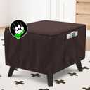 H.VERSAILTEX Thick Durable Linen Look Ottoman Cover Square Fit Length 36"-37" Footrest Folding Storage Stool Furniture Protector Soft Slipcover for Living Room with Elastic Bottom - Heather Chocolate
