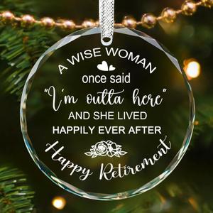 Retirement Gift for Woman 2025, Retired Ornament Gifts for Women, Glass Christmas Ornaments Keepsake