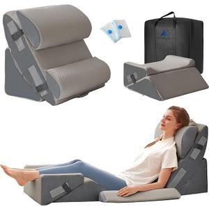 6PCS Wedge Pillow Set for After Surgery, Back Pillow for Bed Sitting Up, Orthopedic Bed Wedge for Body, Leg Pain Relief, Memory Foam Pillow for Post Surgery, Sleeping, Acid Reflux, Gerd, Grey