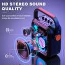 JYX Karaoke Machine with 2 Wireless Microphones, 5200mAh Portable Speaker Set Bluetooth 5.0 Rechargeable PA System with TWS,FM, REC,Stage Subwoofer Supports BT/USB/TF Card/Aux for Party
