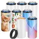 8 Pack Sublimation Slim Skinny Can Cooler Blank Sublimation Can Holder Stainless Steel Insulated Can Cooler Sublimation Tumbler Vinly Gifts, White 12oz