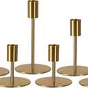 Brass Taper Candle Holders - Set of 6 Antique Brass Finish Candlestick Holder, Modern Rustic Metal Candlestick Holder for Wedding, Dining Table, Party Centerpiece