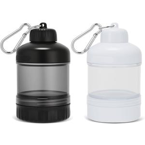 2 Pack Protein Powder Container to Go with Keychain & Keyring, Large Capacity, Clear, Leakproof, Ideal for workouts, fitness, or travel