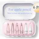 Stylus Pen Fine Point Metal Nib Case Set for Apple Pencil Abrasion Resistant and Precision Control for Apple Pencil 1st Gen 2nd Gen Apple Pencil USB-C/Apple Pencil Pro (6 Pack)